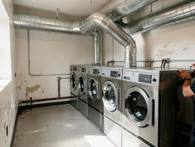 Hartford Dryer Vent Cleaning team performing large-scale commercial dryer vent cleaning in Hartford
