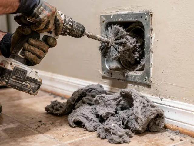 Certified Hartford Dryer Vent Cleaning technician performing dryer vent cleaning in Hartford