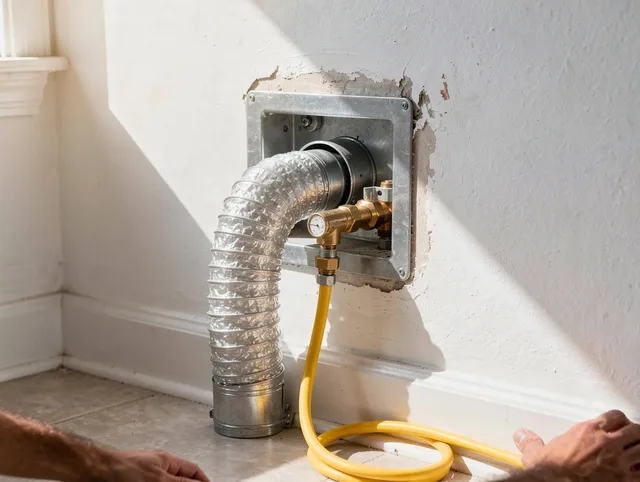 Hartford Dryer Vent Cleaning certified technician performing specialized gas dryer vent cleaning in Hartford